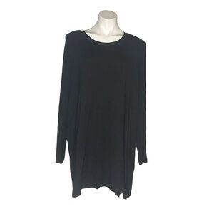 H By HALSTON Essentials Long Sleeve Tunic Top Black Stretch Modal Size 2X